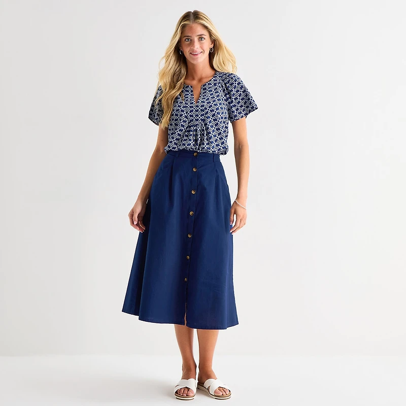 St. John's Bay Womens Tall Mid Rise Midi A-Line Skirt