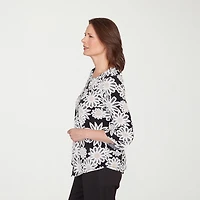 Alfred Dunner Classics Womens Crew Neck 3/4 Sleeve T-Shirt