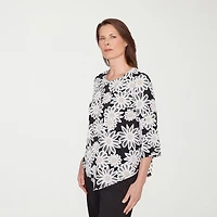 Alfred Dunner Classics Womens Crew Neck 3/4 Sleeve T-Shirt