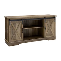 Farmhouse 65" Sliding Barndoor Wood TV Stand