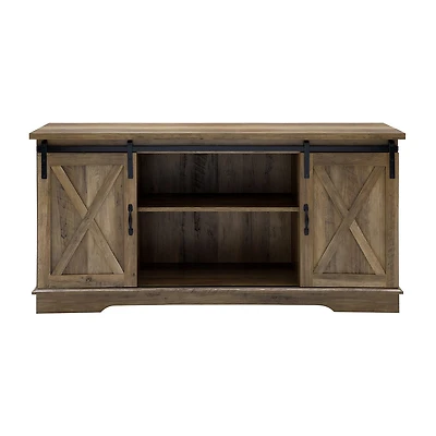 Farmhouse 65" Sliding Barndoor Wood TV Stand