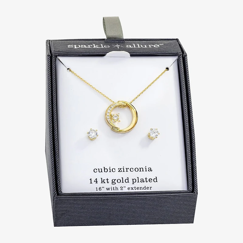 Sparkle Allure Womens Cubic Zirconia 14K Gold Over Brass 2-pc. Jewelry Set
