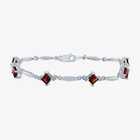 Womens Genuine Red Garnet Sterling Silver Tennis Bracelet