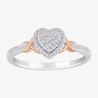 Promise My Love Womens 1/6 CT. T.W. Natural White Diamond Sterling Silver Heart Promise Ring