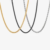 Steeltime Mens 18K Gold Over Stainless Steel Stainless Steel Hypoallergenic 24 Inch Box Chain Necklace