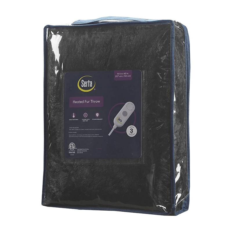 Serta® Leena Shaggy Faux Fur Heated Throw