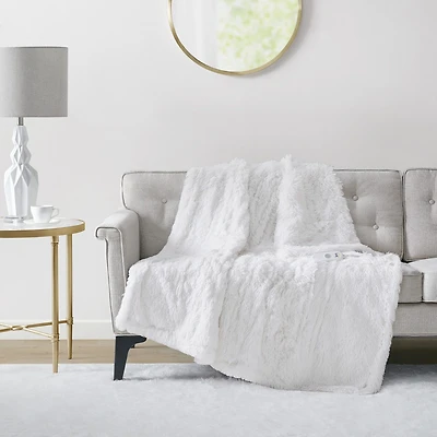 Serta® Leena Shaggy Faux Fur Heated Throw