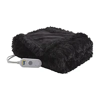 Serta® Leena Shaggy Faux Fur Heated Throw