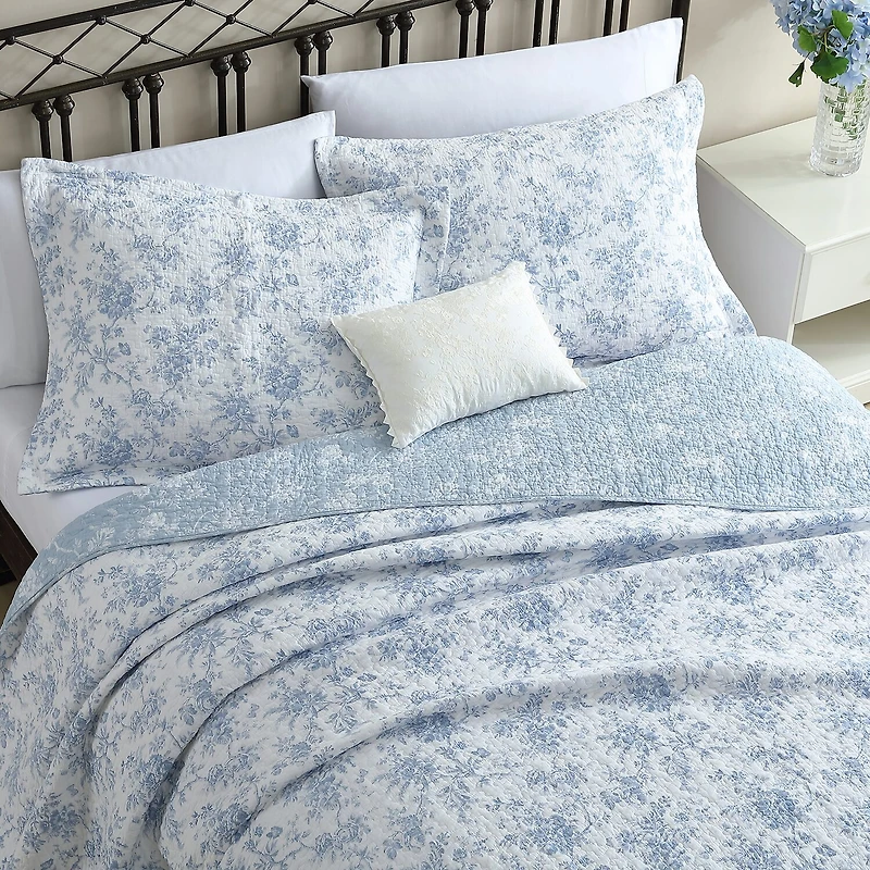 Laura Ashley Walled Garden Floral Reversible Quilt Set