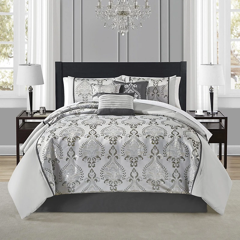 Richmond Park Morgan 7-pc. Damask + Scroll Midweight Comforter Set