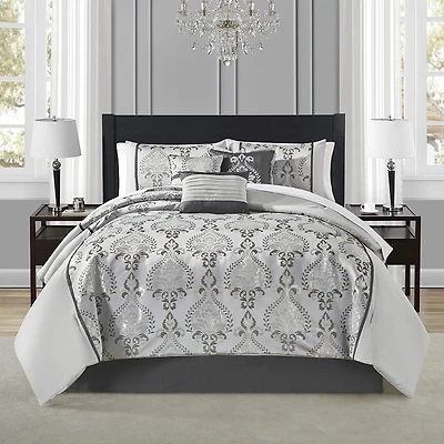 Richmond Park Morgan 7-pc. Damask + Scroll Midweight Comforter Set