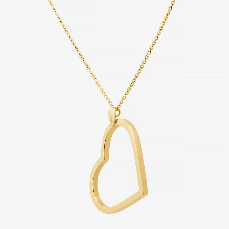 Womens 14K Gold Heart 18 Inch Pendant Necklace