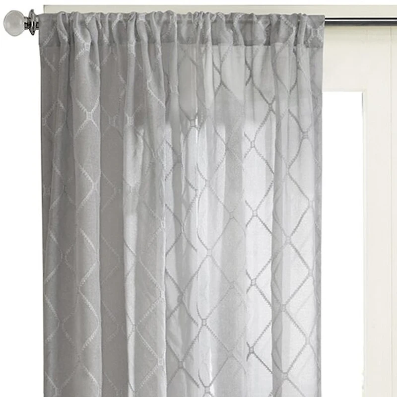 Madison Park Iris Diamond Rod Pocket Sheer Single Curtain Panel