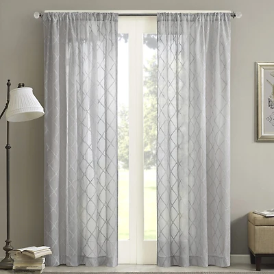 Madison Park Iris Diamond Rod Pocket Sheer Single Curtain Panel