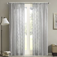 Madison Park Iris Diamond Rod Pocket Sheer Single Curtain Panel