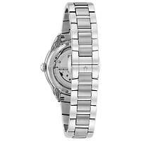 Bulova Sutton Womens Automatic Silver Tone Bracelet Watch 96p181