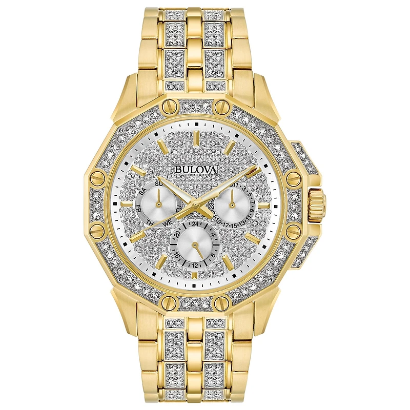 Bulova Octava Mens Gold Tone Bracelet Watch 98c126