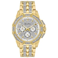 Bulova Octava Mens Gold Tone Bracelet Watch 98c126