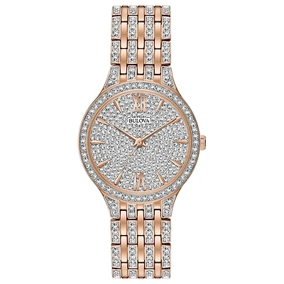 Bulova Phantom Womens Rose Goldtone Stainless Steel Bracelet Watch 98l235