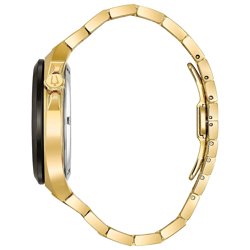 Bulova Maquina Mens Automatic Gold Tone Stainless Steel Bracelet Watch 98a178