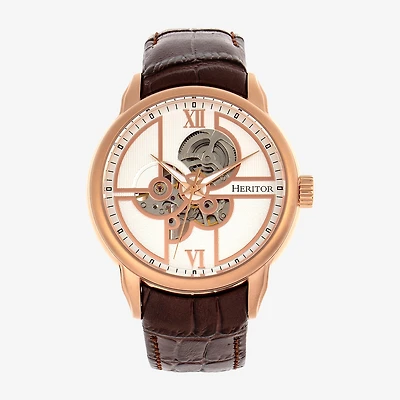 Heritor Automatic Mens Automatic Brown Leather Strap Watch Herhr8304