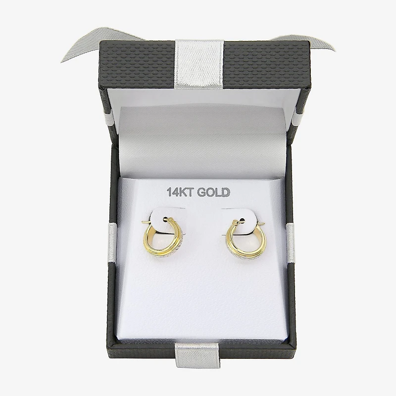 Womens 14K Two Tone Gold 12.5mm Hoop Earrings