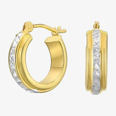 Womens 14K Two Tone Gold 12.5mm Hoop Earrings