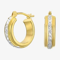 Womens 14K Two Tone Gold 12.5mm Hoop Earrings