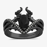 Villains Womens 1/6 CT. T.W. Genuine Black Onyx Sterling Silver Pear Maleficent Sleeping Beauty Cocktail Ring