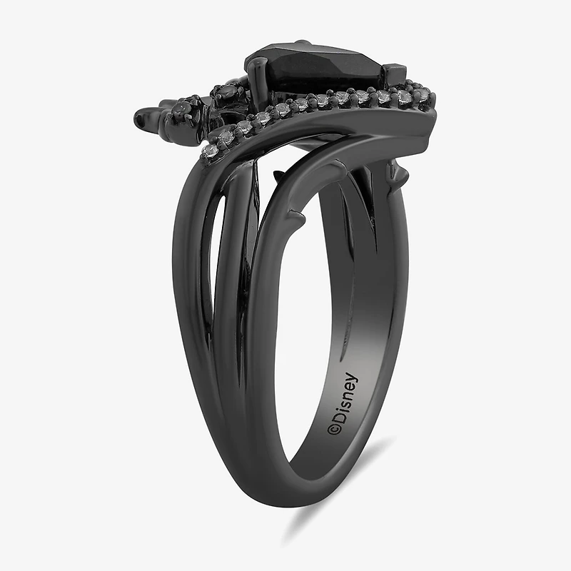 Villains Womens 1/6 CT. T.W. Genuine Black Onyx Sterling Silver Pear Maleficent Sleeping Beauty Cocktail Ring