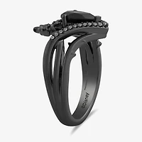 Villains Womens 1/6 CT. T.W. Genuine Black Onyx Sterling Silver Pear Maleficent Sleeping Beauty Cocktail Ring