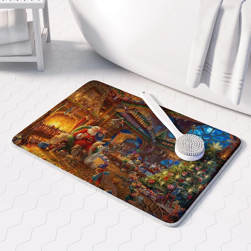 Thomas Kinkade Santa'S Workshop Memory Foam Bath Rug