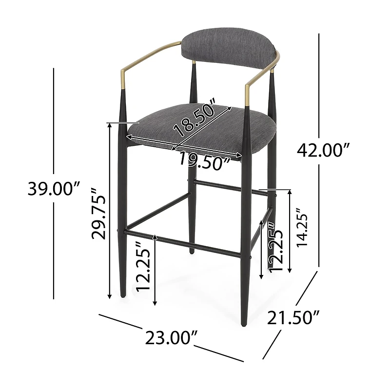 Elmore 2Pc Counter Height Upholstered Bar Stool