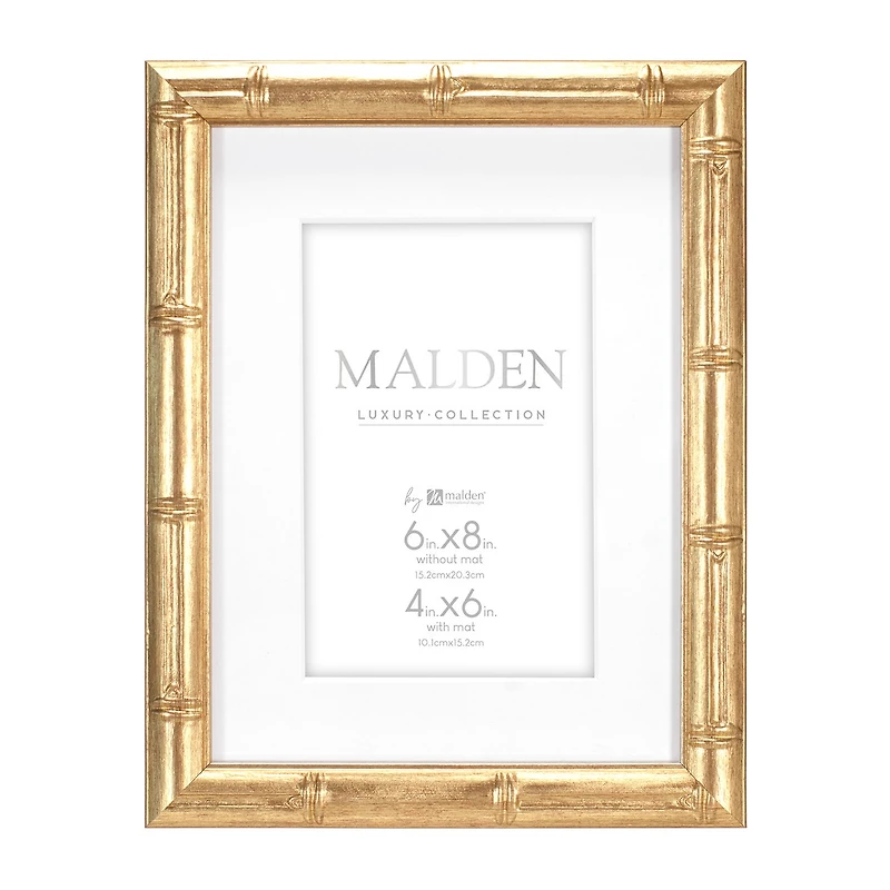 Malden "4""X6"" & 6""X8"" Gold Matted Bamboo" Tabletop Frame