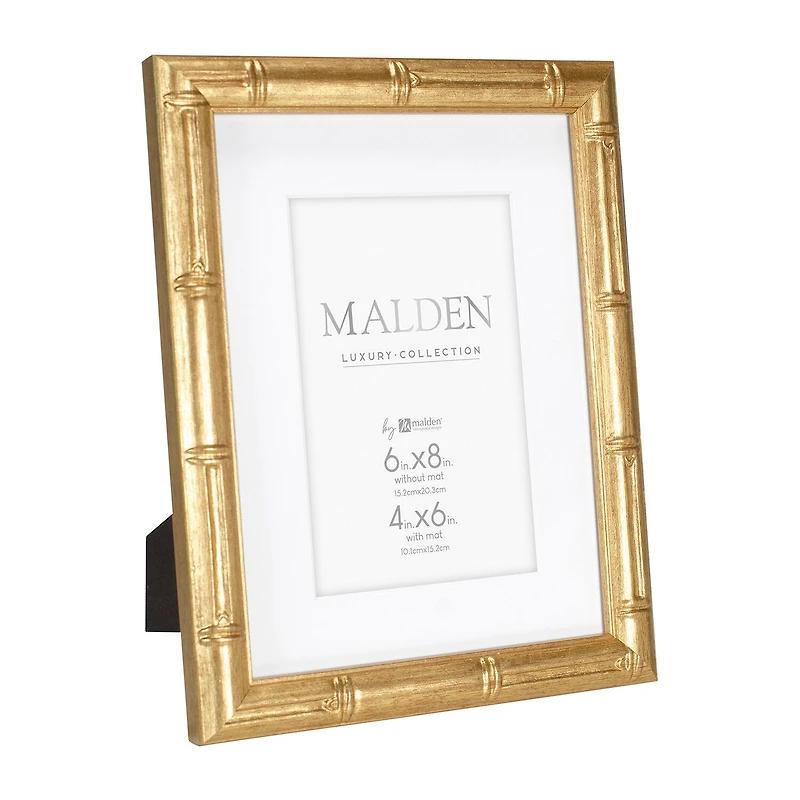 Malden "4""X6"" & 6""X8"" Gold Matted Bamboo" Tabletop Frame