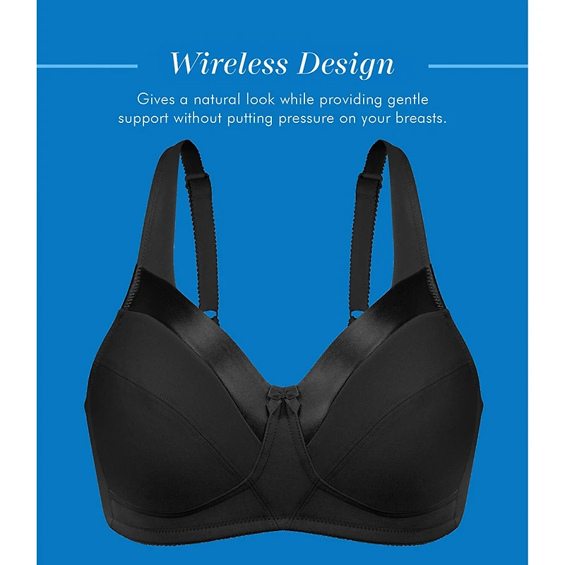 Bestform Satin Trim Wireless Cotton Bra with Unlined Cups-5006715