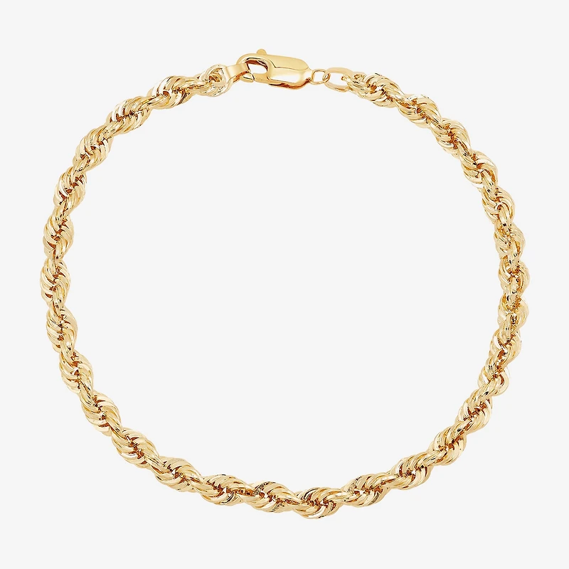 Mens 10K Gold 8 1/2 Inch Hollow Rope Chain Bracelet