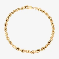 Mens 10K Gold 8 1/2 Inch Hollow Rope Chain Bracelet
