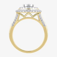 (H-I / I1) Womens 1 CT. T.W. Lab Grown White Diamond 10K Gold Pear Halo Cocktail Ring