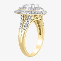 (H-I / I1) Womens 1 CT. T.W. Lab Grown White Diamond 10K Gold Pear Halo Cocktail Ring
