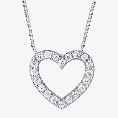 (H-I / I1) Womens 1/4 CT. T.W. Lab Grown White Diamond 10K Gold Heart 18 Inch Pendant Necklace