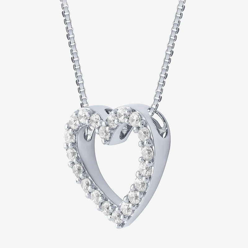 (H-I / I1) Womens 1/4 CT. T.W. Lab Grown White Diamond 10K Gold Heart 18 Inch Pendant Necklace