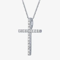 H-I / I1) Womens 1/ CT. T.W. Lab Grown White Diamond 10K Gold Cross 18 Inch Pendant Necklace