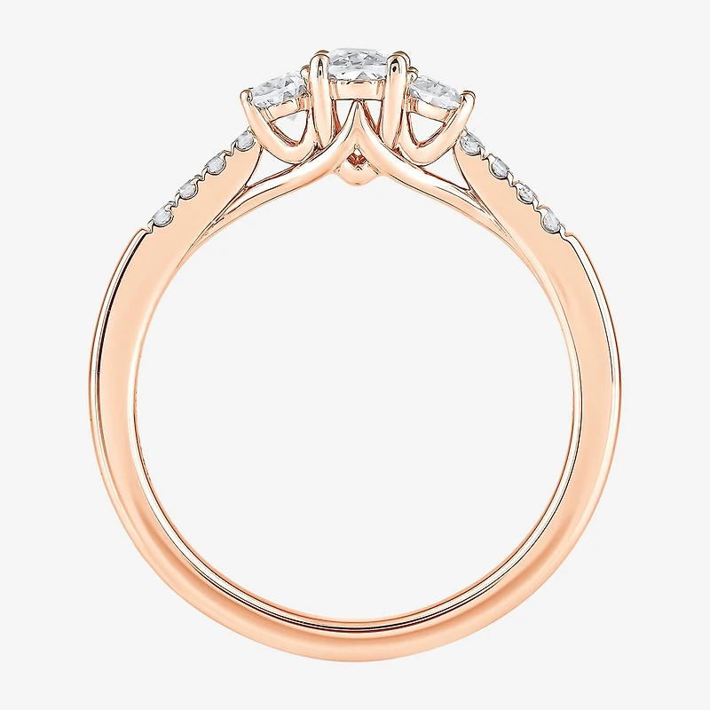 Love Lives Forever 3/4 CT.T.W. (H-I / SI2) Lab-Grown Oval Diamond 3-Stone Side Stone Engagement Ring 10K or 14K Gold