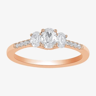 Love Lives Forever 3/4 CT.T.W. (H-I / SI2) Lab-Grown Oval Diamond 3-Stone Side Stone Engagement Ring 10K or 14K Gold