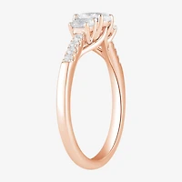Love Lives Forever (H-I / Si2) Womens 1 CT. T.W. Lab Grown White Diamond 10K Gold Oval Side Stone 3-Stone Engagement Ring