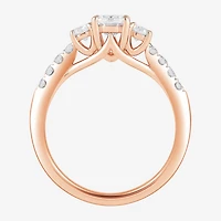 Love Lives Forever (H-I / Si2) Womens 1 1/2 CT. T.W. Lab Grown White Diamond 10K Gold Oval Side Stone 3-Stone Engagement Ring