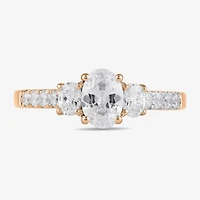 Love Lives Forever (H-I / Si2) Womens 1 1/2 CT. T.W. Lab Grown White Diamond 10K Gold Oval Side Stone 3-Stone Engagement Ring