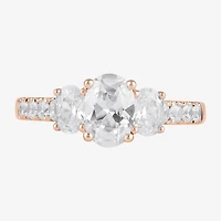 Love Lives Forever (H-I / Si2) Womens 2 CT. T.W. Lab Grown White Diamond 10K Gold Oval Side Stone 3-Stone Engagement Ring