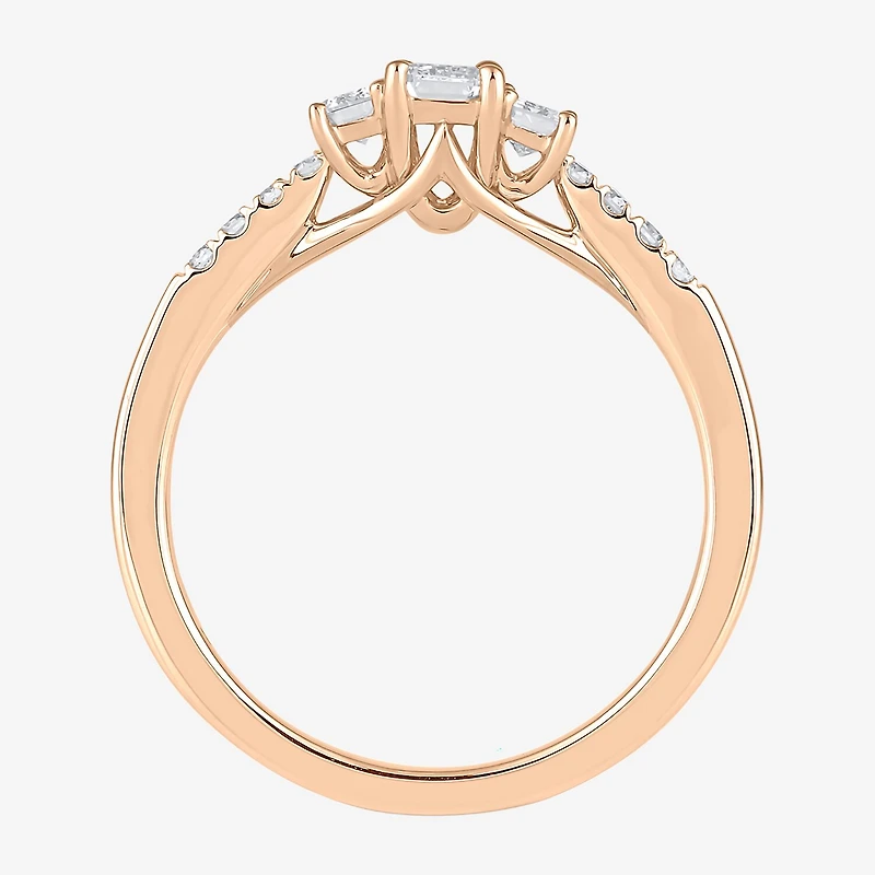 Love Lives Forever (H-I / Si2) Womens 3/4 CT. T.W. Lab Grown White Diamond 10K Gold Side Stone 3-Stone Engagement Ring